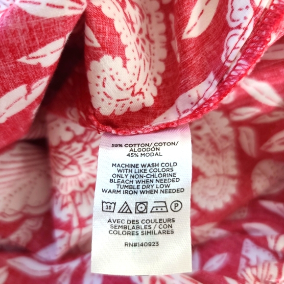 LOFT Paisley Tropical Print Button Front Midi Skirt in Red - Picture 7 of 9